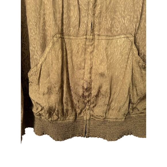 Maeve Anthropologie Jacket Womens Size 2X Satin Bomber Olive Green Full Zip - Picture 5 of 11